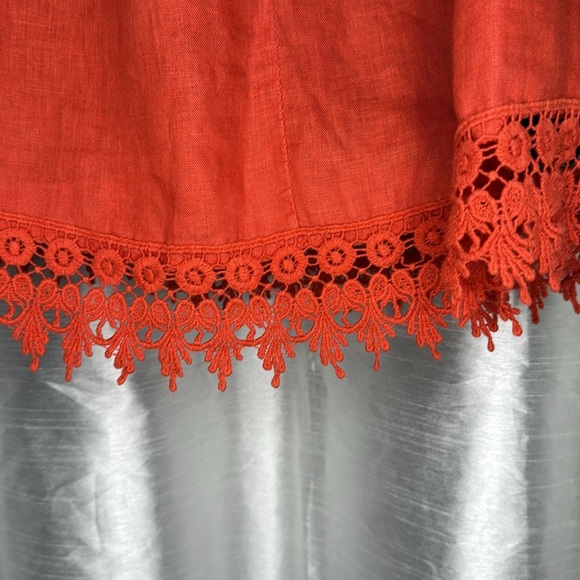 Lungo L’Arno Women’s 1X Linen Crochet Hem Wide Neck Tunic - Picture 5 of 8